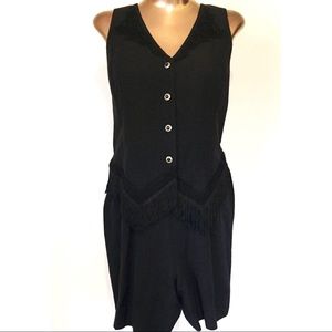 Vintage Black Fringe Festival Romper